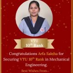 Arfa Saleha
Secured VTU 3rd Rank